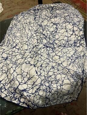 Burmel Vintage  Silk Blue and White Abstract Print Scarf